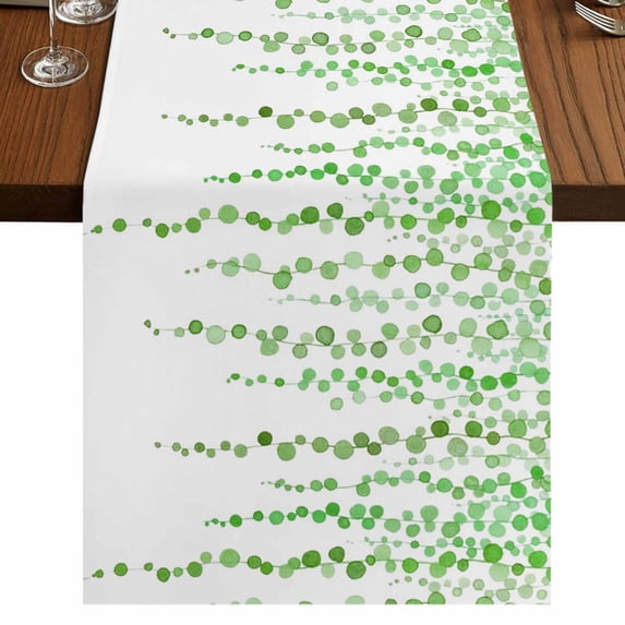 Table Runners 72 Inches Long Dress Scarves, Green Polka Dots Farmhouse Kitchen/Dining Table Runner, Coffee Tablerunners, Vintage Abstract Art Watercolor 13x72 Inch