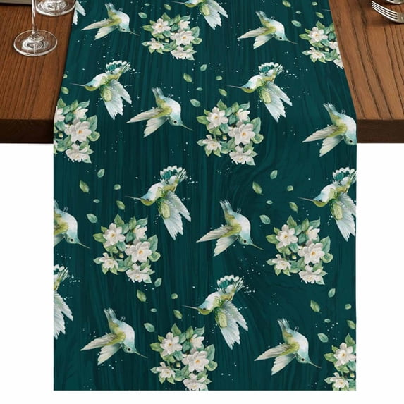 Table Runners 72 Inches Long Dress Scarves, Green Summer Botanical Farmhouse Kitchen/Dining Table Runner, Coffee Tablerunners, Spring Floral Birds Farmhouse 18x72 Inch