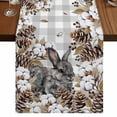 thumbnail image 1 of Table Runners 72 Inches Long Dress Scarves, Grey Rabbits Farmhouse Kitchen Table Runner, Coffee Tablerunners, Pine Cones Brown Plants Grey Checkered Farmhouse 14x72 Inch, 1 of 9