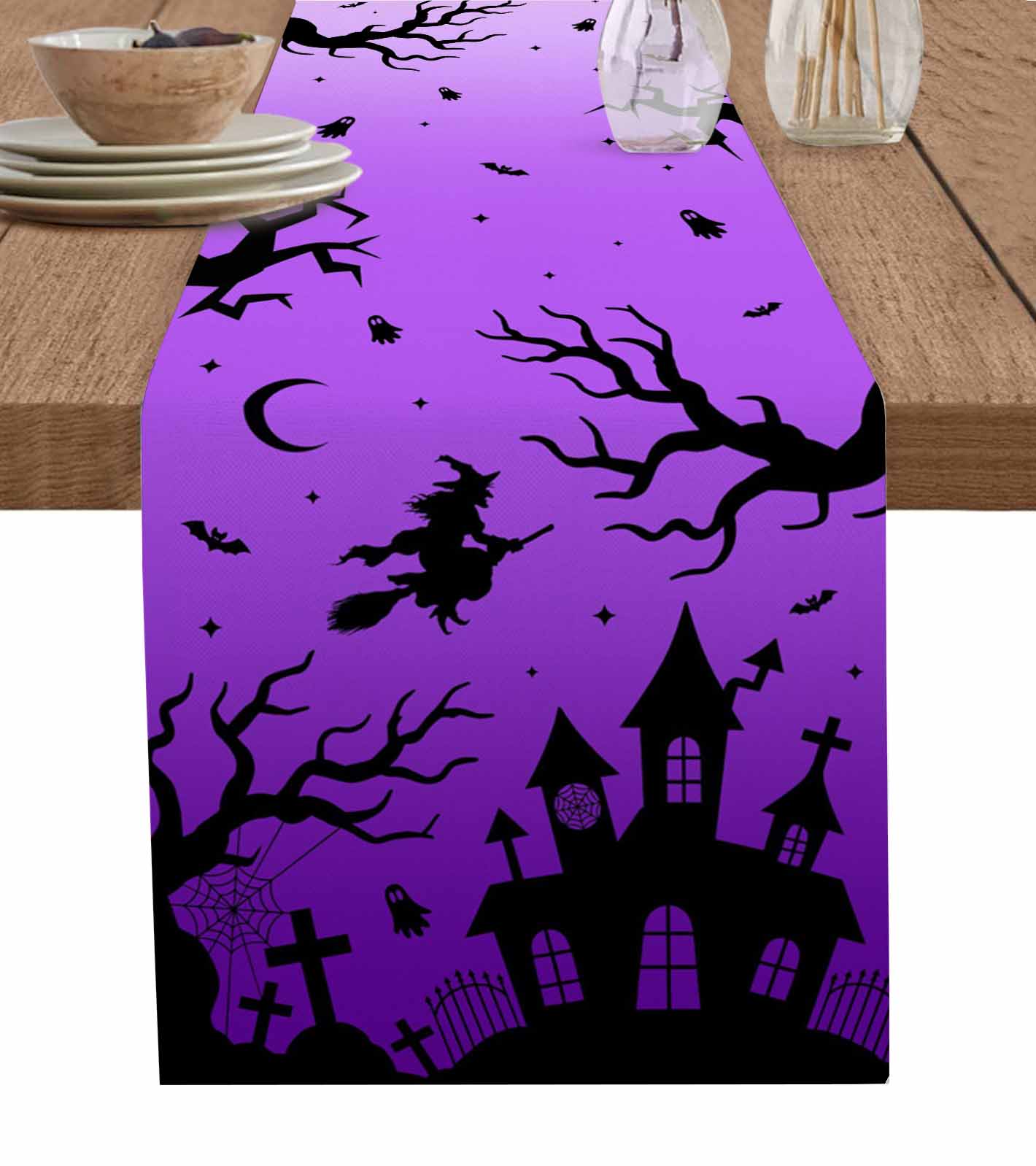 Table Runners 72 Inches Long Dress Scarves, Halloween Purple Farmhouse ...