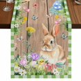 thumbnail image 1 of Table Runners 72 Inches Long Dress Scarves, Happy Easter Bunny Farmhouse Kitchen Table Runner, Coffee Tablerunners, Spring Floral Wooden Sage Green Plaid 14x72 Inch, 1 of 9