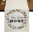 thumbnail image 1 of Table Runners 72 Inches Long Dress Scarves, Home Sweet Farmhouse Kitchen Table Runner, Coffee Tablerunners, Wreath Botanical Farmhouse Plants Beige 14x72 Inch, 1 of 9