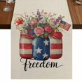 thumbnail image 1 of Table Runners 72 Inches Long Dress Scarves, Independence Day Farmhouse Kitchen Table Runner, Coffee Tablerunners, Spring Roses Flowers US Flag Rustic Plants 14x72 Inch, 1 of 9