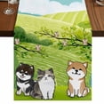 thumbnail image 1 of Table Runners 72 Inches Long Dress Scarves, Japanese Aquatian Dogs Farmhouse Kitchen/Dining Table Runner, Coffee Tablerunners, Cute Cats Spring Green Trees Hills 14x72 Inch, 1 of 9
