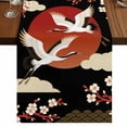 thumbnail image 1 of Table Runners 72 Inches Long Dress Scarves, Japanese Style Farmhouse Kitchen/Dining Table Runner, Coffee Tablerunners, Modern Cranes Cherry Flower Wave Red Brown 18x72 Inch, 1 of 9