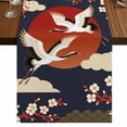 thumbnail image 1 of Table Runners 72 Inches Long Dress Scarves, Japanese Style Farmhouse Kitchen/Dining Table Runner, Coffee Tablerunners, Modern Cranes Cherry Flower Wave Red Blue 16x72 Inch, 1 of 9