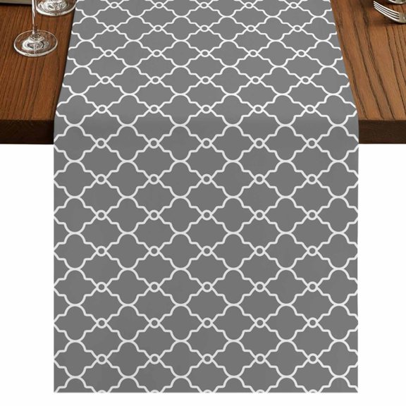 Table Runners 72 Inches Long Dress Scarves, Modern Geometric Grey Farmhouse Kitchen Table Runner, Coffee Tablerunners, Abstract Classic Moroccan Minimalist 16x72 Inch