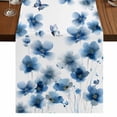 thumbnail image 1 of Table Runners 72 Inches Long Dress Scarves, Navy Blue Floral Farmhouse Kitchen Table Runner, Coffee Tablerunners, Spring Flowers Butterflies Watercolor 16x72 Inch, 1 of 9