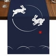 thumbnail image 1 of Table Runners 72 Inches Long Dress Scarves, Navy Blue Modern Farmhouse Kitchen/Dining Table Runner, Coffee Tablerunners, Farmhouse Rabbit Abstract Art 18x72 Inch, 1 of 9