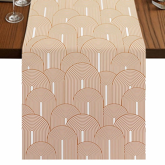 Table Runners 72 Inches Long Dress Scarves, Orange Ombre Farmhouse Kitchen/Dining Table Runner, Coffee Tablerunners, Farmhouse Stripes Modern Abstract Art 13x72 Inch