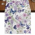 thumbnail image 1 of Table Runners 72 Inches Long Dress Scarves, Pink Flowers Farmhouse Kitchen/Dining Table Runner, Coffee Tablerunners, Spring Floral Purple Butterflies Watercolor 18x72 Inch, 1 of 9