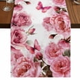 thumbnail image 1 of Table Runners 72 Inches Long Dress Scarves, Pink Roses Farmhouse Kitchen/Dining Table Runner, Coffee Tablerunners, Spring Floral Elegant Pastoral Butterfly 14x72 Inch, 1 of 9