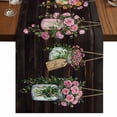 thumbnail image 1 of Table Runners 72 Inches Long Dress Scarves, Pink Spring Floral Farmhouse Kitchen/Dining Table Runner, Coffee Tablerunners, Farmhouse Botanical Wooden Retro Art 16x72 Inch, 1 of 9