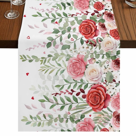 Table Runners 72 Inches Long Dress Scarves, Pink Spring Floral Farmhouse Kitchen Table Runner, Coffee Tablerunners, Weeping Romantic Flowers Pastoral 16x72 Inch
