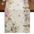 thumbnail image 1 of Table Runners 72 Inches Long Dress Scarves, Pink White Flowers Farmhouse Kitchen/Dining Table Runner, Coffee Tablerunners, Spring Floral Elegant Pastoral Botanical Rustic 18x72 Inch, 1 of 9