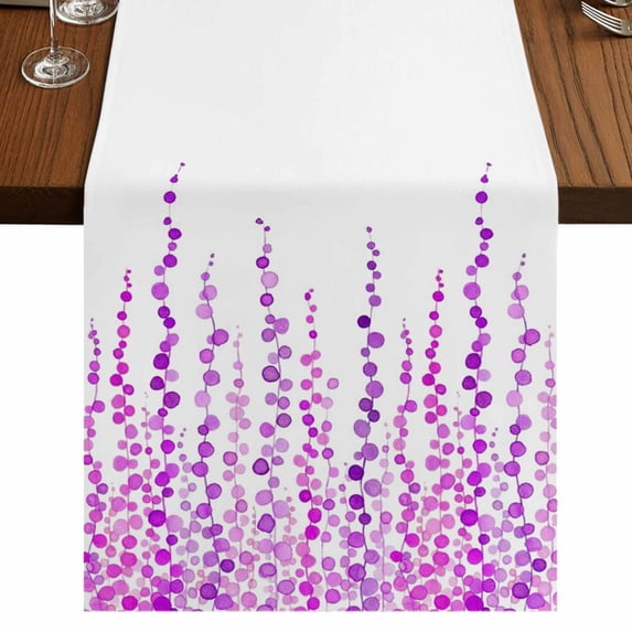 Table Runners 72 Inches Long Dress Scarves, Purple Farmhouse Kitchen/Dining Table Runner, Coffee Tablerunners, Polka Dots Watercolor Abstract Art 14x72 Inch
