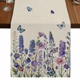 thumbnail image 1 of Table Runners 72 Inches Long Dress Scarves, Purple Floral Farmhouse Kitchen Table Runner, Coffee Tablerunners, Spring Lavender Daisy Butterflies Botanical Beige 14x72 Inch, 1 of 9