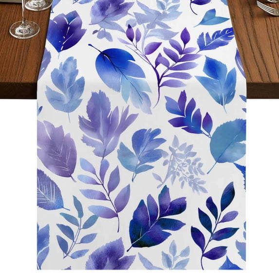 Table Runners 72 Inches Long Dress Scarves, Purple Leaves Farmhouse Kitchen/Dining Table Runner, Coffee Tablerunners, Spring Plants Rustic Botanical Country 14x72 Inch