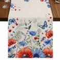 thumbnail image 1 of Table Runners 72 Inches Long Dress Scarves, Red Blue Flowers Farmhouse Kitchen/Dining Table Runner, Coffee Tablerunners, Spring Floral Farmhouse Botanical Rustic 18x72 Inch, 1 of 9