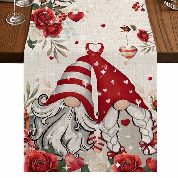Table Runners 72 Inches Long Dress Scarves, Red Floral Valentine's Day Farmhouse Kitchen Table Runner, Coffee Tablerunners, Gnomes Botanical Gifts Rustic 14x72 Inch