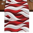 thumbnail image 1 of Table Runners 72 Inches Long Dress Scarves, Red White Moire Farmhouse Kitchen Table Runner, Coffee Tablerunners, Modern Abstract Art 16x72 Inch, 1 of 9