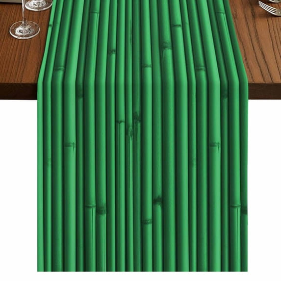 Table Runners 72 Inches Long Dress Scarves, Retro Green Farmhouse Kitchen/Dining Table Runner, Coffee Tablerunners, Vintage Rustic Plants Trees Lines Pattern 16x72 Inch