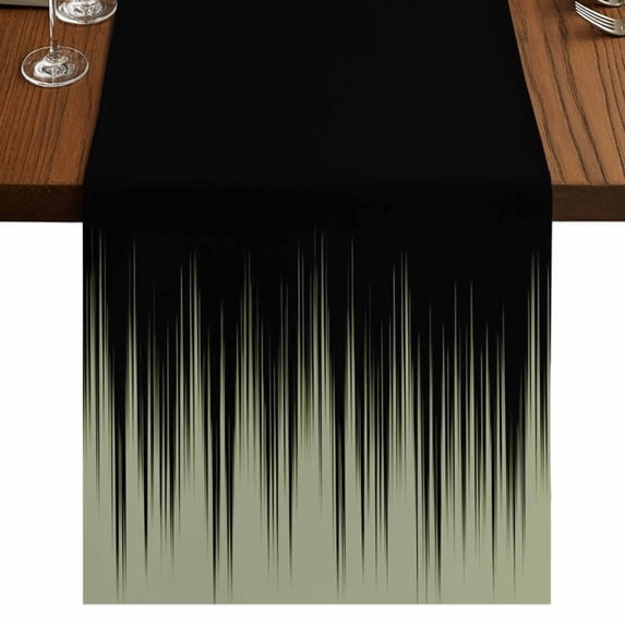 Table Runners 72 Inches Long Dress Scarves, Sage Green Black Ombre Farmhouse Kitchen/Dining Table Runner, Coffee Tablerunners, Modern Abstract Striped Gradient 14x72 Inch