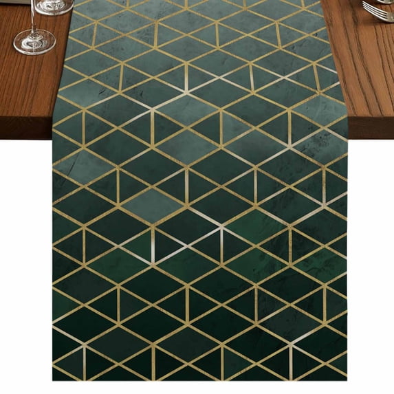 Table Runners 72 Inches Long Dress Scarves, Sage Green Geometric Farmhouse Kitchen/Dining Table Runner, Coffee Tablerunners, Modern Abstract Gradient Marble 14x72 Inch
