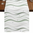 thumbnail image 1 of Table Runners 72 Inches Long Dress Scarves, Sage Green Stripes Farmhouse Kitchen/Dining Table Runner, Coffee Tablerunners, Modern Simple Gradient Waves Lines 14x72 Inch, 1 of 9