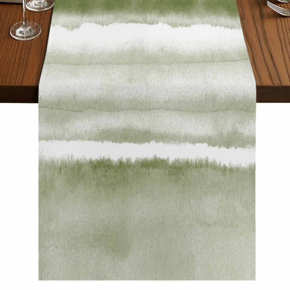 Table Runners 72 Inches Long Dress Scarves, Sage Green Stripes Farmhouse Kitchen Table Runner, Coffee Tablerunners, Watercolor Gradient Abstract Striped 14x72 Inch