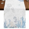 thumbnail image 1 of Table Runners 72 Inches Long Dress Scarves, Seahorse Coastal Farmhouse Kitchen/Dining Table Runner, Coffee Tablerunners, Summer Beach Ocean Nautical Coral 14x72 Inch, 1 of 9