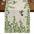 thumbnail image 1 of Table Runners 72 Inches Long Dress Scarves, Spring Botanical Farmhouse Kitchen Table Runner, Coffee Tablerunners, Watercolor Leaves Flowers Birds Beige 13x72 Inch, 1 of 9