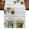 thumbnail image 1 of Table Runners 72 Inches Long Dress Scarves, Spring Daisy Farmhouse Kitchen/Dining Table Runner, Coffee Tablerunners, Country Botanical Floral Wooden Grain 18x72 Inch, 1 of 9