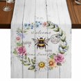 thumbnail image 1 of Table Runners 72 Inches Long Dress Scarves, Spring Daisy Farmhouse Kitchen Table Runner, Coffee Tablerunners, Pink Flowers Wreath Leaves Farmhouse White Wood 18x72 Inch, 1 of 9