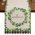 thumbnail image 1 of Table Runners 72 Inches Long Dress Scarves, Spring Eucalyptus Leaves Farmhouse Kitchen/Dining Table Runner, Coffee Tablerunners, Farmhouse Botanical Burlap Paid 14x72 Inch, 1 of 9