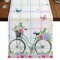 thumbnail image 1 of Table Runners 72 Inches Long Dress Scarves, Spring Farmhouse Kitchen/Dining Table Runner, Coffee Tablerunners, Bicycles Botanical Leaves Rose Colorful Stripes 16x72 Inch, 1 of 9