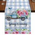 thumbnail image 1 of Table Runners 72 Inches Long Dress Scarves, Spring Farmhouse Kitchen/Dining Table Runner, Coffee Tablerunners, Truck Botanical Rose Leaves Blue White Plaid 13x72 Inch, 1 of 9