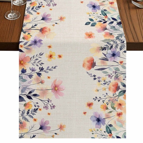 Table Runners 72 Inches Long Dress Scarves, Spring Floral Farmhouse Kitchen/Dining Table Runner, Coffee Tablerunners, Elegant Flowers Farmhouse Botanical Rustic 18x72 Inch