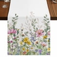 thumbnail image 1 of Table Runners 72 Inches Long Dress Scarves, Spring Floral Farmhouse Kitchen/Dining Table Runner, Coffee Tablerunners, Watercolor Flower Eucalyptus Leaves Botanical 18x72 Inch, 1 of 9