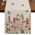 thumbnail image 1 of Table Runners 72 Inches Long Dress Scarves, Spring Floral Farmhouse Kitchen Table Runner, Coffee Tablerunners, Watercolor Lavender Daisy Butterflies Beige 14x72 Inch, 1 of 9