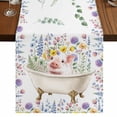 thumbnail image 1 of Table Runners 72 Inches Long Dress Scarves, Spring Floral Pig Farmhouse Kitchen/Dining Table Runner, Coffee Tablerunners, Weeping Flowers Leaves Farmhouse Watercolor 16x72 Inch, 1 of 9