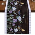 thumbnail image 1 of Table Runners 72 Inches Long Dress Scarves, Spring Flowers Farmhouse Kitchen/Dining Table Runner, Coffee Tablerunners, Blue Floral Leaves Birds Country Farm Wood Grain 18x72 Inch, 1 of 9