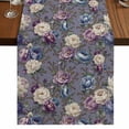 thumbnail image 1 of Table Runners 72 Inches Long Dress Scarves, Spring Flowers Farmhouse Kitchen/Dining Table Runner, Coffee Tablerunners, Farmhouse Retro Botanical Purple Blue Floral 13x72 Inch, 1 of 9