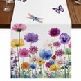 thumbnail image 1 of Table Runners 72 Inches Long Dress Scarves, Spring Flowers Farmhouse Kitchen Table Runner, Coffee Tablerunners, Watercolor Butterfly Dragonfly Daisy Country 16x72 Inch, 1 of 9