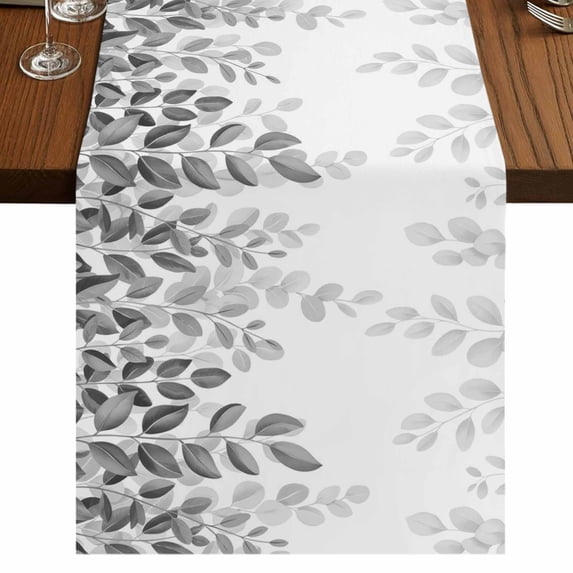 Table Runners 72 Inches Long Dress Scarves, Spring Gray Eucalyptus Farmhouse Kitchen Table Runner, Coffee Tablerunners, Summer Botanical Leaf Country 14x72 Inch