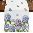 thumbnail image 1 of Table Runners 72 Inches Long Dress Scarves, Spring Hydrangeas Farmhouse Kitchen Table Runner, Coffee Tablerunners, Purple Floral Butterfly Leaves 18x72 Inch, 1 of 9