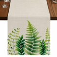 thumbnail image 1 of Table Runners 72 Inches Long Dress Scarves, Spring Leaves Farmhouse Kitchen/Dining Table Runner, Coffee Tablerunners, Pastoral Garden Botanical Rustic Burlap 14x72 Inch, 1 of 9