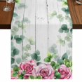 thumbnail image 1 of Table Runners 72 Inches Long Dress Scarves, Spring Pink Roses Farmhouse Kitchen/Dining Table Runner, Coffee Tablerunners, Pastoral Eucalyptus Leaves Gray Wooden 18x72 Inch, 1 of 9