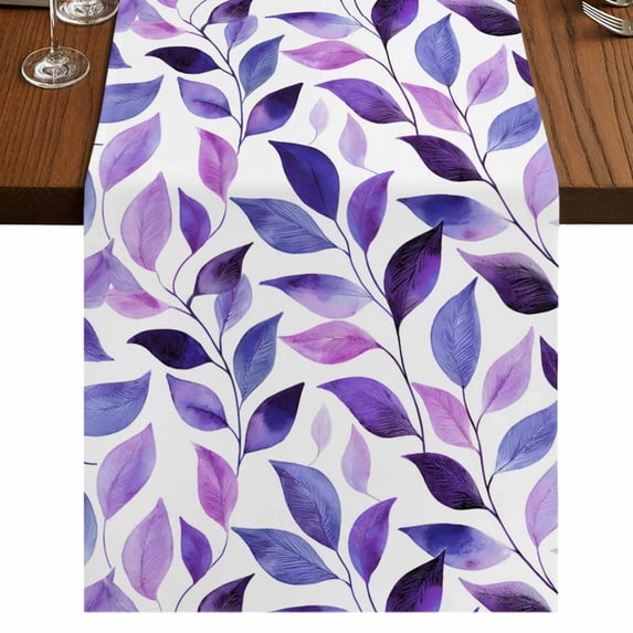 Table Runners 72 Inches Long Dress Scarves, Spring Purple Leaves Farmhouse Kitchen/Dining Table Runner, Coffee Tablerunners, Country Leaf Plants Pastoral 14x72 Inch