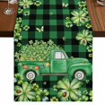thumbnail image 1 of Table Runners 72 Inches Long Dress Scarves, St. Patrick's Day Farmhouse Kitchen Table Runner, Coffee Tablerunners, Green Shamrocks Truck Black Buffalo Plaid 16x72 Inch, 1 of 9